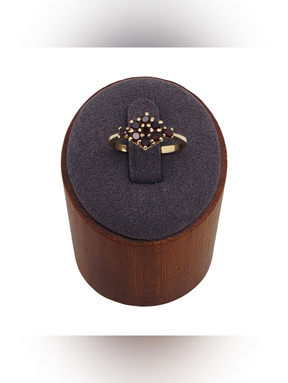 Vintage 18k Yellow Gold Garnet Floral Cluster Ring Size 6